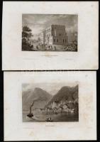 4 db régi acélmetszet különféle metszőktől (Maria Einsiedeln, Leuchtenburg, Das Palais der Stände im...