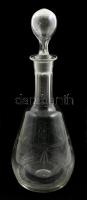 Szakított üveg kiöntő, dugóval, hámozott mintával, dugón enyhe repedéssel, m: 33,5 cm