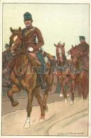 Fröhliche Weihnachten! Glückliches Neujahr! / K.u.K. Officers, cavalry, hussars, military art postcard s: Ludwig Koch