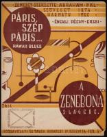 cca 1930 Páris, szép Páris, Hawaii blues kotta, Vogel Eric tervezte art deco borítóval, 34x26,5 cm