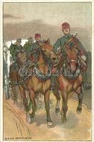 Fröhliche Weihnachten! Glückliches Neujahr! / K.u.K. Officers, cavalry, hussars, military art postcard s: Ludwig Koch (EK)