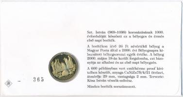 2000. "Ezeréves Magyarország / Szent István" aranyozott alpakka emlékérem borítékban, első...