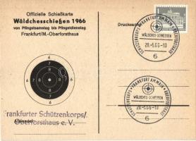 1966 Offizielle Schießkarte Wäldchesschießen / shooting + Frankfurter Schützenkorps So. Stpl.
