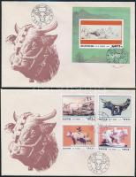 Chinese New Year set with 4 values and mini sheet pair + block 4 FDC Kínai újév 4 értékes sor és kis...