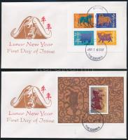 Chinese New Year 2 mini sheets + block 3 FDC Kínai újév 2 klf kisív + blokk 3 FDC-n