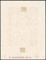 Edward Grabowski (1904-1966): Ex libris Dr Stani Slawa Aulicha (rakéta). Színes linó, papír, jelzett...