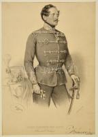 cca 1851 Josef Kriehuber (1800-1876): Joseph Freiherr von Barco (1798-1861) osztrák altábornagy, L. T. Neumann bécsi műhelyében készült, litográfia, paszpartuban, tintás bejegyzéssel, javítással, az egyik sarkánál kis hiánnyal, 40x32 cm
