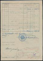 1942 A Kárpátaljai malomréti erdőhivatal számlája