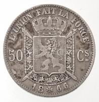 Belgium 1866. 50c Ag "II. Lipót" francia körirat T:2-
Belgium 1866. 50 Centimes Ag "...