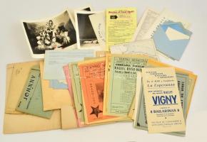 1941-1943 Magyar balett csoport turnéja Argentínában, 33 db fénykép (több nevesítve) + 61 db újságkivágás, hirdetés, kisplakát, szórólap, és levelek a turné szervezéséről