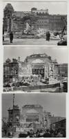 1965 Budapest, a Nemzeti Színház bontásának négy stációja, 4 db vintage fotó + egy újságkivágás + 3 db reprónegatív a színház épületéről, 9x13 cm