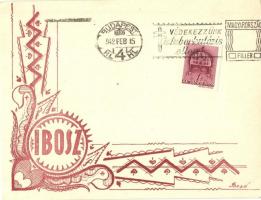 6 db régi Bozó művészlap, IBOSZ reklámlap alkalmi bélyegzésekkel (Nyaraljon Csillaghegyen, Légy jó a...