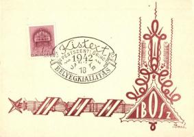 6 db régi Bozó művészlap, IBOSZ reklámlap alkalmi bélyegzésekkel (Nyaraljon Csillaghegyen, Légy jó a...