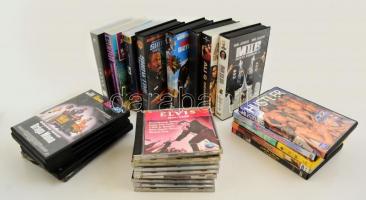 Vegyes zenei CD, DVD film és videokazetta tétel, összesen 27 db