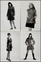 cca 1969 Bőrszoknya, bőr mellény, bőrkabát, 4 db vintage divatfotó, 18x12 cm