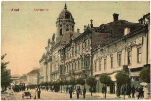 Arad, Andrássy tér, Steigerwald A. bútorgyáros üzlete, Ravasz Imre fényképész műterme, Morgenstern fogorvos / square, shops, photographers atelier, dentist (r)