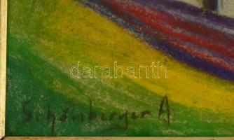 Schönberger jelzéssel: Utcarészlet. pasztell, papír, üvegezett keretben,  29×40 cm