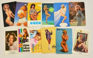 1971-1989 12 db hölgyeket ábrázoló kártyanaptár, köztük erotikusak