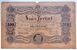 1848. 100Ft Kossuth bankó T:III- kis anyaghiány Hungary 1848. 100Ft Kossuth banknote C:VG missing material Adamo G114