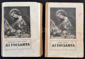 [Mindszenty] Pehm József: Az édesanya I.-II kötet. Zalegerszeg, 1940, Zrinyi Nyomdaipar Rt. Harmadik kiadás. Kiadói papírkötésben, sérült, javított gerinccel, sérült kötéssel, a II. kötet kötése szétvált, megviselt állapotban. A szerző, Mindszenty József (1892-1975) aláírásával a címlapokon, (Mindszenty-Pehm Józsefként.)