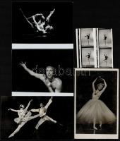 cca 1970 Balettművészek, 3 db vintage fotó + 2 db fotólap, 7,5x6 cm és 14x9 cm között