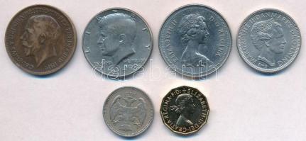 6db-os vegyes külföldi érme tétel, közte Nagy-Britannia 1919. 1p Br V. György T:2,2 6pcs of various coins, including Great Britain 1919. 1 Penny Br George V C:XF,VF