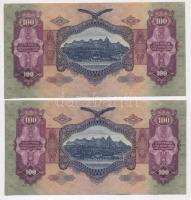 1930. 100P (8x) 4db sorszámkövető pár T:II egyik bankjegyen szakadás