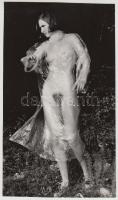 cca 1977 Aktfotók, 3 db vintage fotóművészeti alkotás, egy jelzett, 18x24 cm és 23,5x14 cm között / 3 erotic photos
