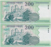 1998. 200Ft "FF" (2x) sorszámkövetők T:I,I-