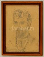 Kantek Imre (1890-1974): Férfi portré.  Emlékül, Plattling Hadifogolytábor 1946 I.10, Ceruza, papír,...
