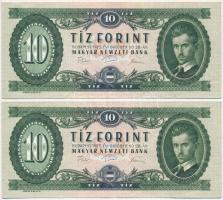 1975. 10Ft (2x) sorszámkövetőek T:III szép papír