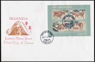 Chinese New Year minisheet on FDC + block on FDC Kínai újév kisív FDC-n + blokk FDC-n