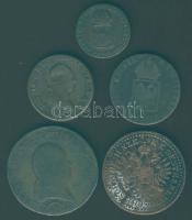 Ausztria/magyar verdejel 1790-1816. 1/4Kr (1x), 1Kr (2 klf), 3Kr (2 klf) T:2,3,3/4