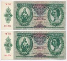 1936. 10P (2x) *B 246 csillagos sorozatszámmal, egyugrásos sorszámkövetők T:I,I-  Adamo P9A