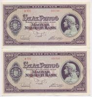1930. 100P (2x) sorszámkövetők + 1945. 100P (2x) sorszámkövetők + 1945. 1000P (2x) sorszámkövetők, p...