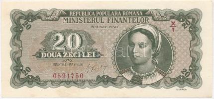 Románia 1950. 20L T:II  Romania 1950. Lei C:XF  Krause 83.a