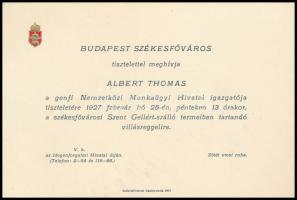 1927 Albert Thomas (1878-1932) a genfi Nemzetközi Munkaügyi Hivatal igazgatójának (1919-1932), franc...