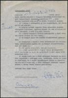 cca 1960 A Veszprém városában fölállítandó Magyar Rajzművészeti Múzeum számára készült ajándékozási levél Stettner Béla (1928-1984) festő- grafikusművésztől, a művész és Kórusz József (1927-2010) festő- grafikusművész aláírásaival