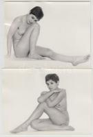 cca 1969 Ábrándos történet, 6 db szolidan erotikus, vintage fotó, jelzés nélkül, 13x18 cm és 18x10 cm között / 6 erotic photos