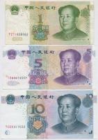 Kína 1999. 1Y + 2005. 5Y + 10Y T:III China 1999. 1 Yuan + 2005. 5 Yuan + 10 Yuan C:F