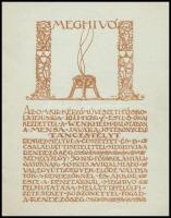 1921 Országos Magyar Királyi Képzőművészeti Főiskola táncestélyének meghívója, 1921.február 7., Wenkheim palota, Szathmáry István (1896-?) festő, grafikus illusztrációjával, a hátoldalon pecséttel, 4 p.