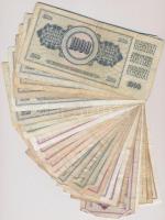 Jugoszlávia vegyes bankjegy tétel 10-20-50-100-500-1000D-os címletekben (30x) T:III-IV
Yugoslavia m...