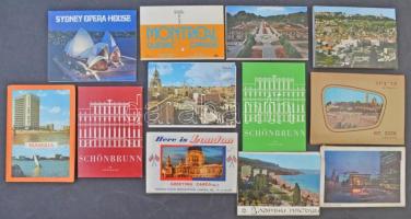 Modern külföldi városképes képeslapfüzetek, leporello füzetek stb. karton dobozban
