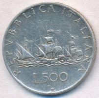 Olaszország 1988R? 500L Ag Kolumbusz hajói T:2-,3 ph. Italy 1988R? 500 Lire Ag Columbus ships C:VF,F edge error