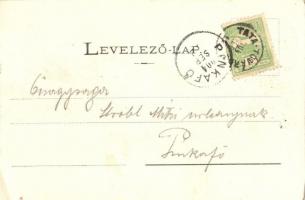 Tata-Tóváros, Nagy-tó, háttérben az Öreg vár. Engländer és Társa kiadása (EK)