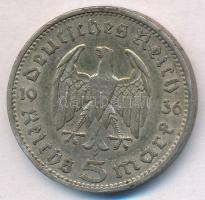 Német Harmadik Birodalom 1936A 5M Ag "Hindenburg" T:2 German Third Reich 1936A 5 Mark Ag &...