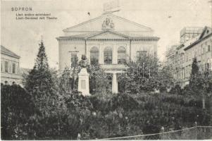 Sopron, Liszt Ferenc szobor, Színház. Blum N. kiadása (EK)