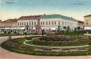 Szabadka, Subotica; Szent István tér, Sucar Béla, Tumbász Ferenc üzletei / square, shops (Rb)