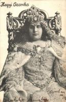 2 db régi színésznő motívumlap: Blaha Lujza és Sárika, Hegyi Aranka / 2 pre-1945 Hungarian actress m...