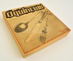 6 db régi dobozka, köztük Caola krémes doboz tartalommal, Aquincum desszertes étkészlet dobozban, kü...